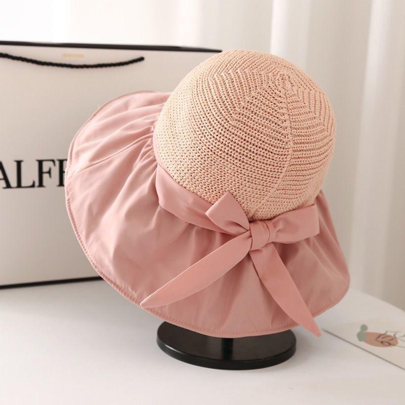 Spring and Summer New Outdoor Sunshade Straw Hat Women's Full Bucket Hat Big Brim Sun Hat Face Covering Cycling Sun Protection Hat