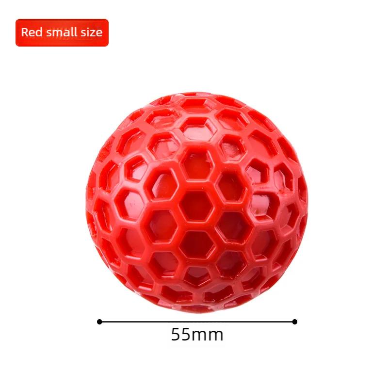 

Dog Toys Bite Resistant Interactive Throwing Sound Honeycomb Balls Natural Rubber Teething Clean Teeth Toys Pet Products (Red,5.5cm) красный
