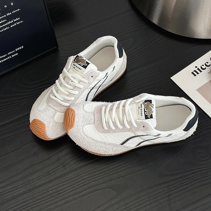 

Ballet women s lace-up matte leather spring and summer new fashion retro color matching soft-soled casual sports shoes 34 бежевый