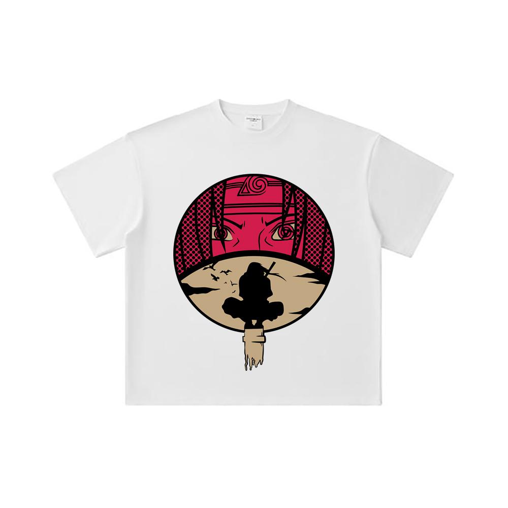 260 GSM Double Yarn 32 Count 100% Cotton Naruto V8 Itachi Print Unisex Heavy Cotton T Shirt