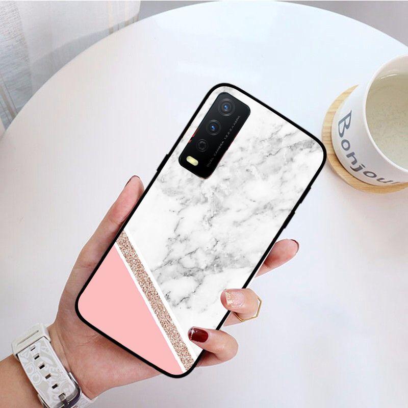 Fashion Geometric Splice Pattern Marble Phone Cover For Vivo Y31 Y30 Y33S Y11S Y12S Y17 Y20 Y21S Y1S Y53S Y15 Y19 Y91C V23 Cases