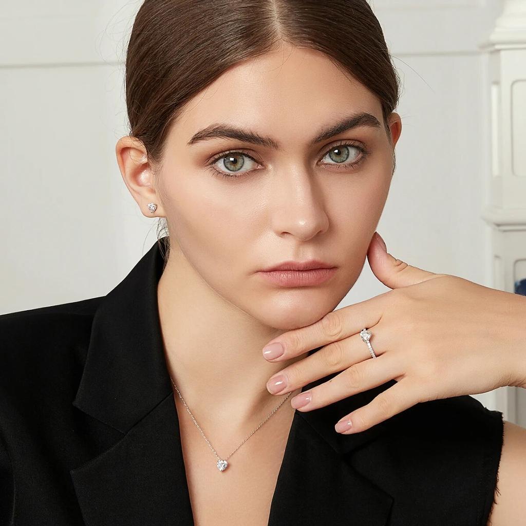 D Color 1CT Moissanite Earrings Heart Created Diamond Stone Genuine 925 Silver Women Elegant Luxury Jewelry Gift