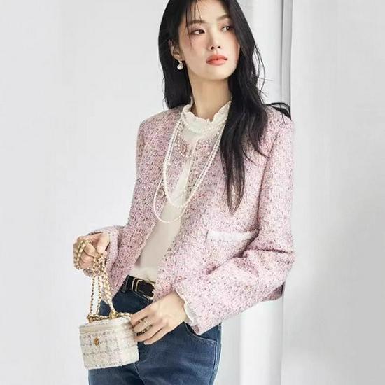 Women's Fragrant Style Tweed Short Jacket - Autumn 2025 Collection.