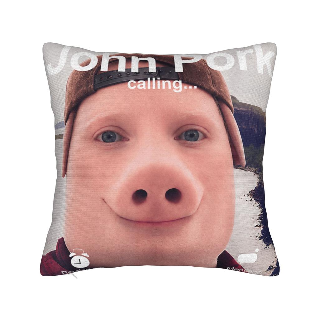 John Pork Halloween Brainrot Meme Pillowcases Kawaii Pillow Case For Sofa Car Home Decor Soft Pillow Cover