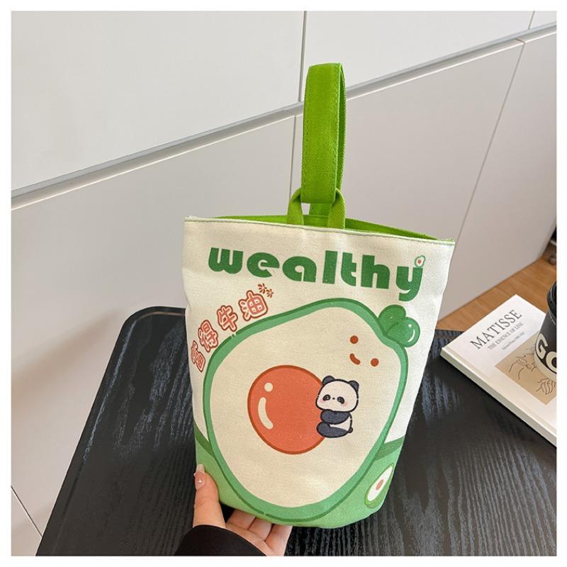 Original Cartoon Canvas Bucket Bag Full Moon Banquet Gift Cloth Bag Going Out Kindergarten Cute Little Bag
