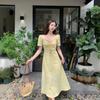 Large Size Women's French Floral Short-sleeved Dress, New Women's Summer Fat Mm Waist and Thin A-shaped Long Dress
