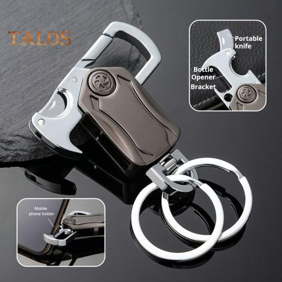 Portachiavi Multifunzionale Robusto Moschettone Clip Apribottiglie Fidget Spinner Coltello Materiale in Lega di Zinco Portacellulare Portachiavi