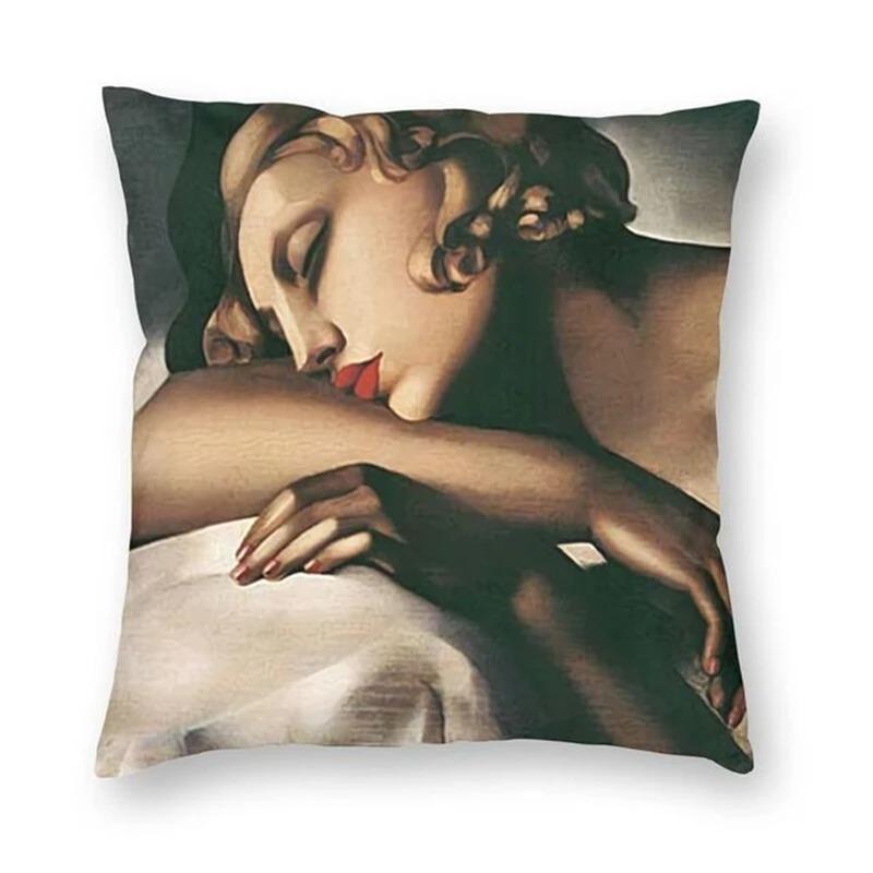 Sexy weibliche Kunst Ölgemälde bedruckter Kissenbezug Heimdekoration Schlafzimmer Wohnzimmer Sofa Kissenbezug 45x45cm