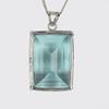 12ct Large Blue Aquamarine Gemstone 925 Sterling Silver Emerald Cut Pendant For Men And Women