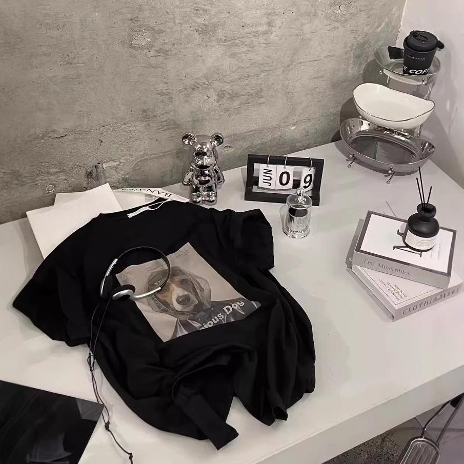 New Summer Casual Loose Versatile Cartoon Dog Printed Short-sleeved T-shirt for Women