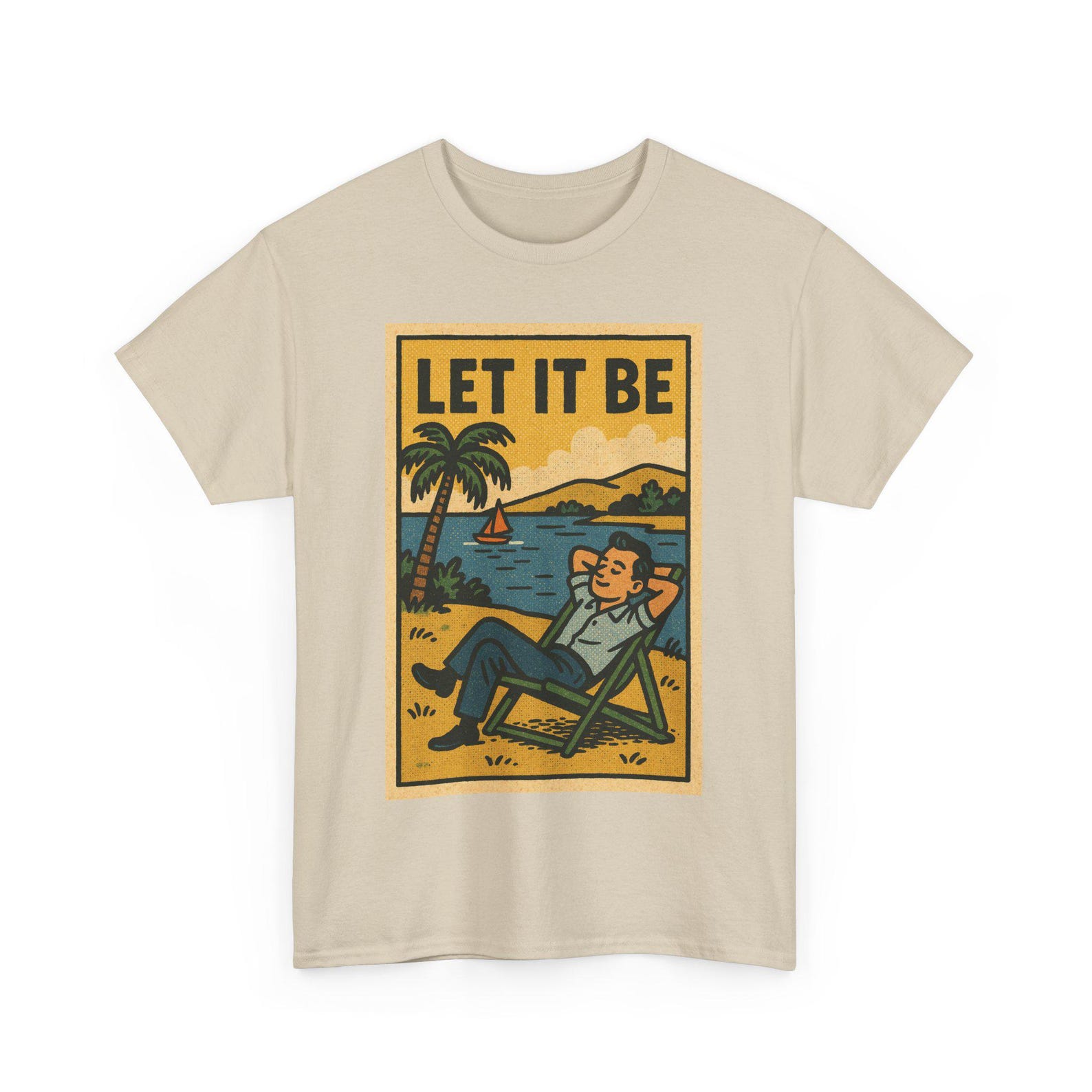 Let It Be T-Shirt: Retro Comic Style Graphic Tee, Peaceful Vibes M