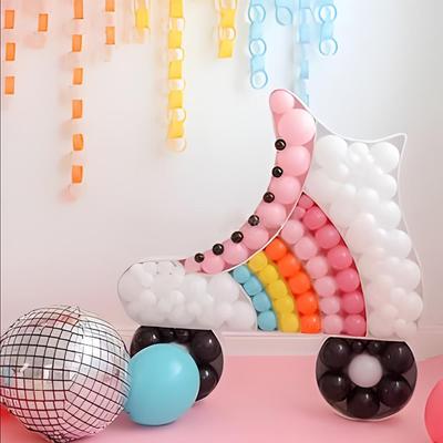1 szt. 73 cm Balonowy Stelaż z Płyty KT w Kształcie Wrotki Bez Balonu, Dekoracje Imprezowe Retro z Lat 80. i 90., Dekoracja do Zdjęć na Imprezę Urodzinową