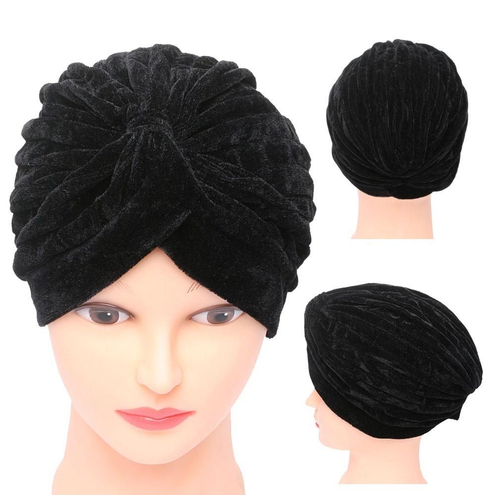 1 pezzo Moda Vogue Musulmano Fazzoletti in Velluto Dorato India Copricapo da Donna Cappello Caldo Berretto Nuovo