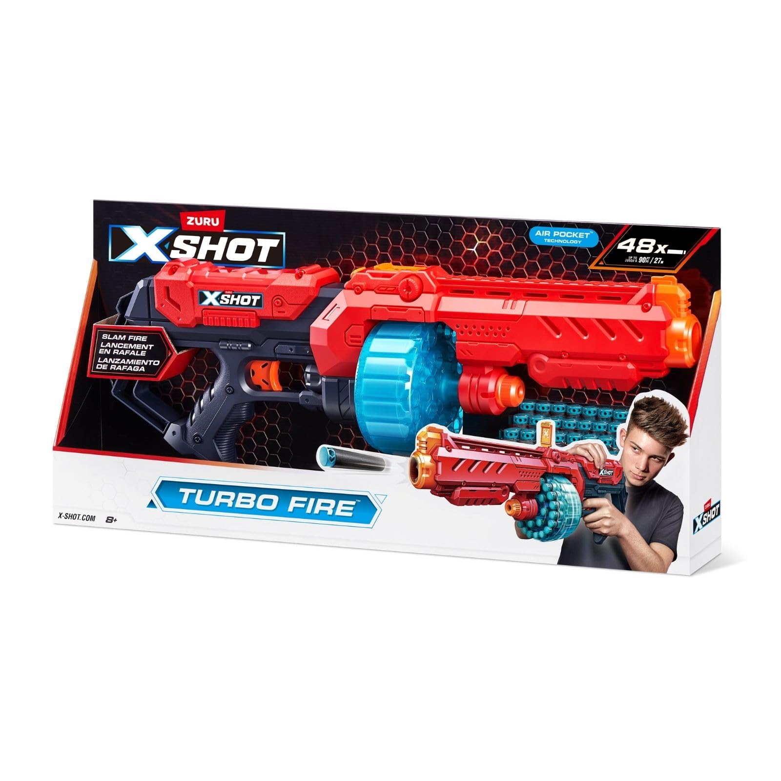

ZURU XSHOT Excel Turbo Fire Бластер для стрільби дротиками з 48 Справжніми Поролоновими Дротиками, Дротики, 36270,