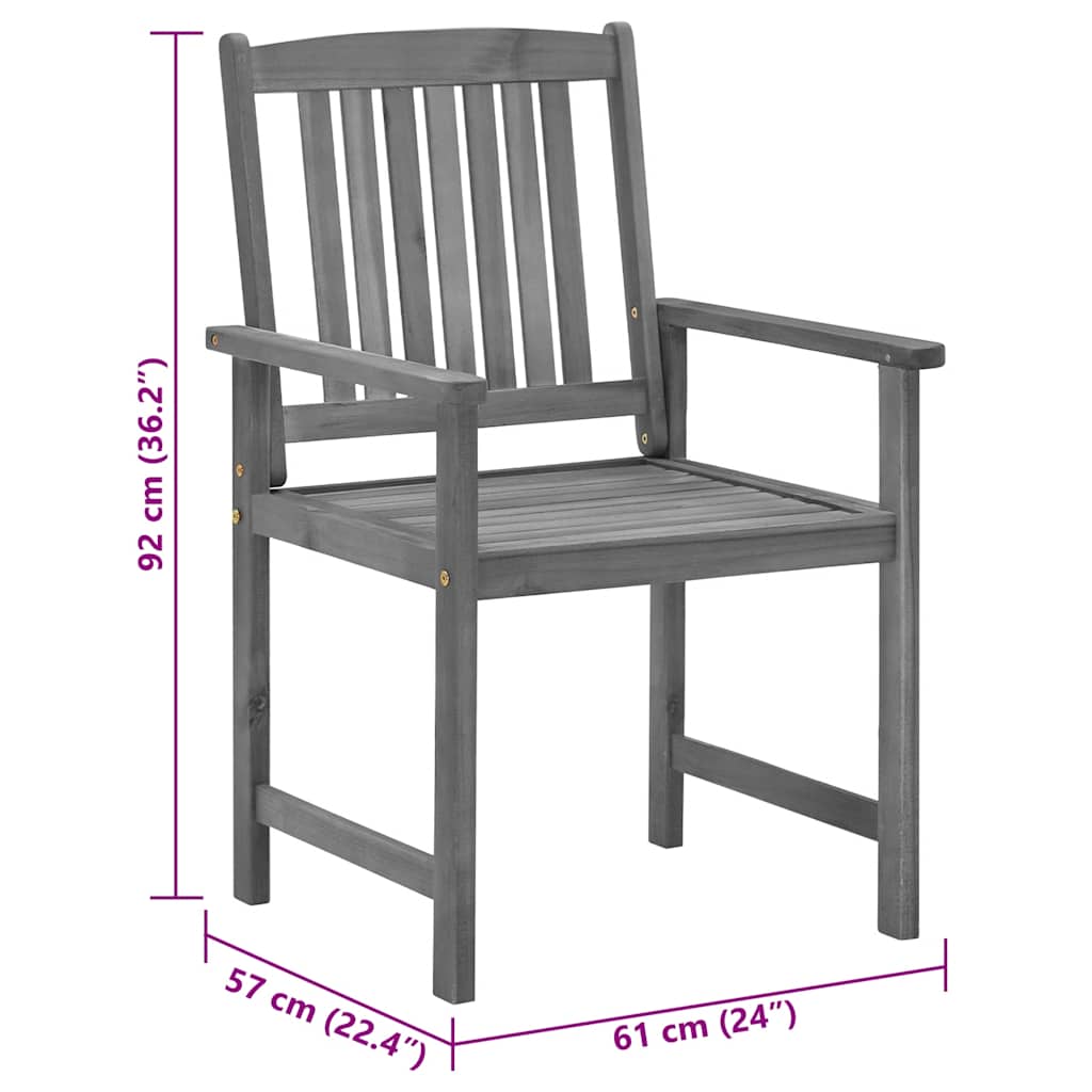 Garden Chairs with Cushions 2 pcs Grey Solid Acacia Wood