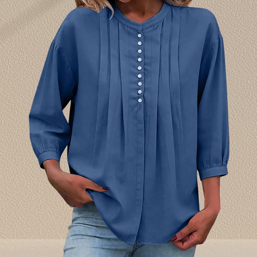 Modny Casualowy Damski Top Jednokolorowy