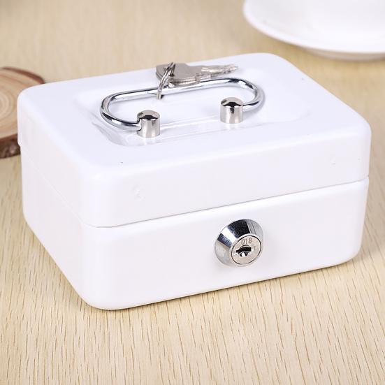 Mini Cash Box with Security Lock And Two Keys Compact Shock-proof Portable Multi Compartments Deposit Petty Cash Cash Safe Metal Box Jewelry Precious