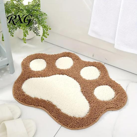 Unique Shaped Bath Mat Cat Paw Mat, Non-Slip Soft Fluffy Rug, Absorbent Cashmere-like Washable Cute Area Rug for Entrance Bathroom Bedroom Non-slip