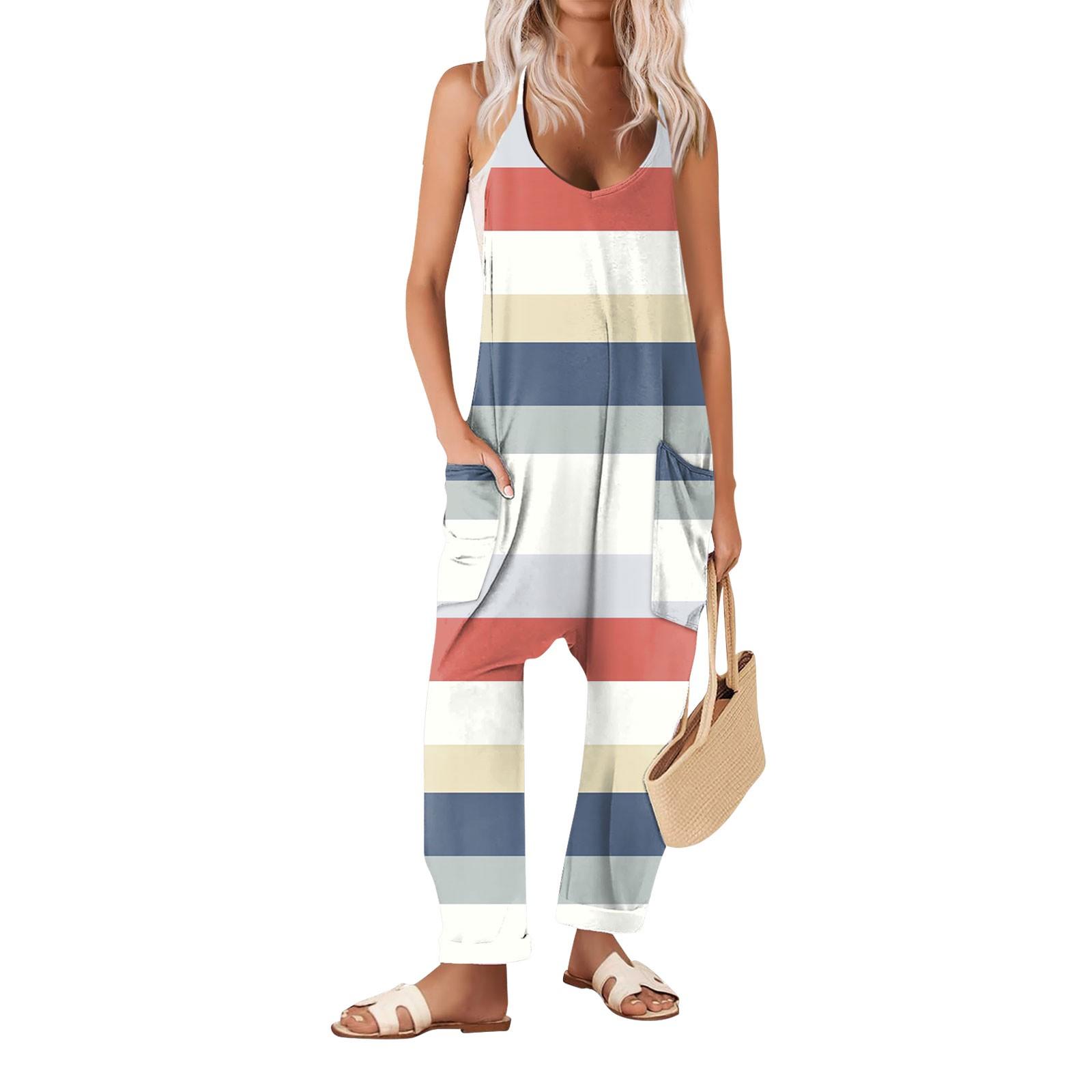 

Широкие комбинезоны для женщин, повседневные свободные комбинезоны без рукавов, длинные брюки с принтом в стиле ретро, ​​комбинезон с карманами M винный