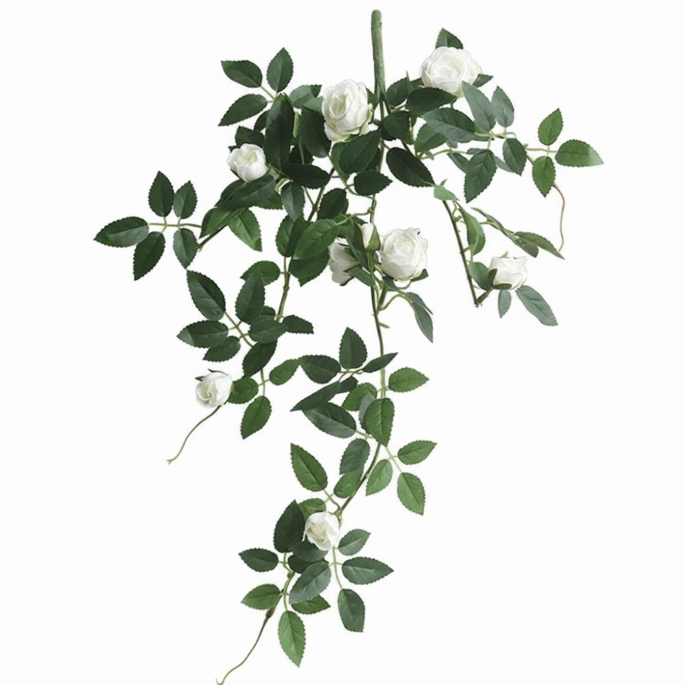 

52cm Length Artificial Rose Vine Vine Style Rose Bud Hanging Plants Chain Design Leaves Greenery Ivy Vine Leaves Wall Room белый