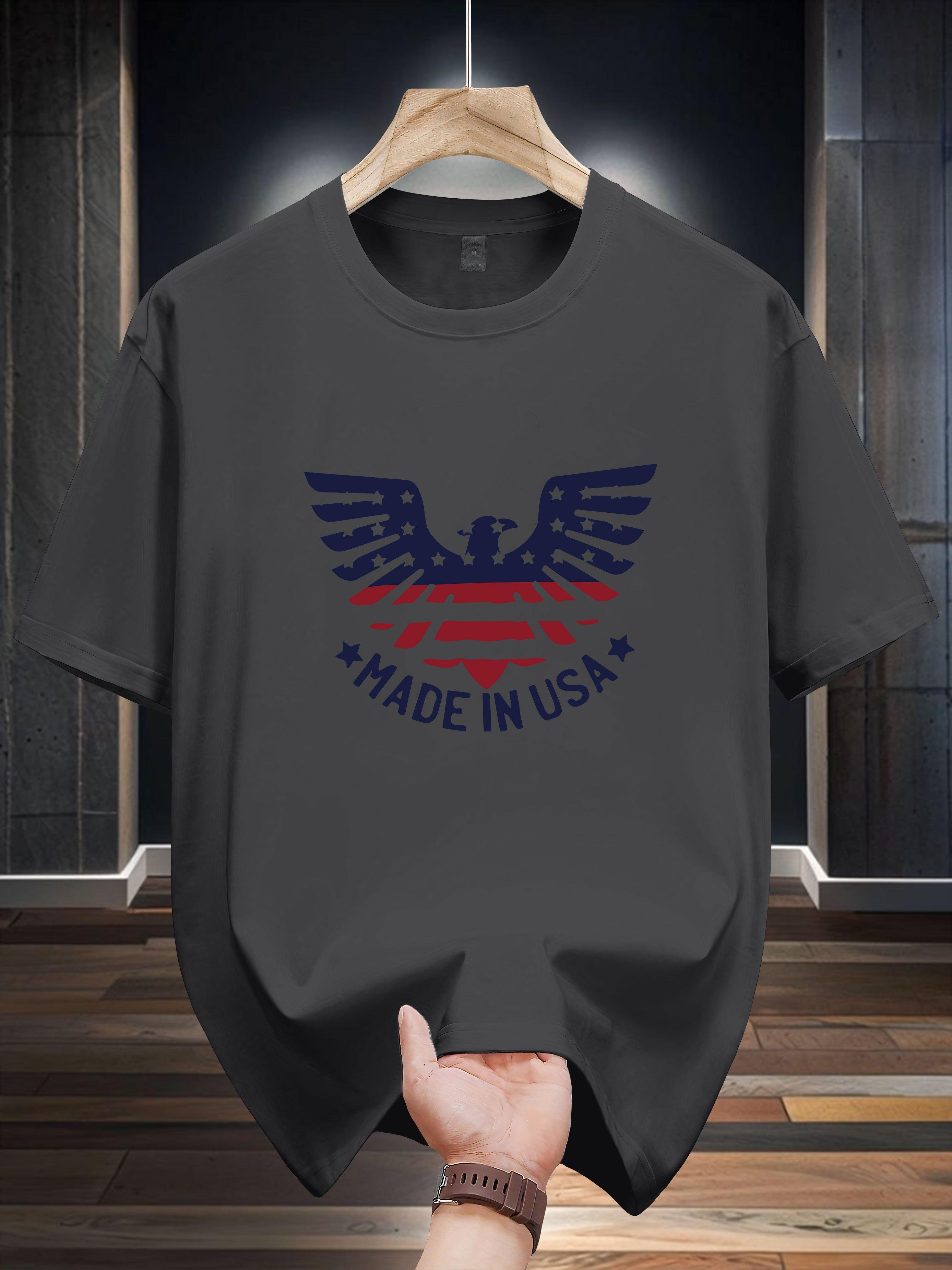 200g 100% Cotton Casual T-shirt - Made in USA Eagle Graphic XXL