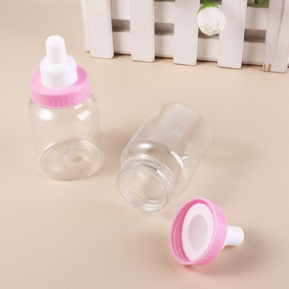 4pcs Pink Blue Baby Bottle Candy Box Transparent Mini Feeding Bottle  Baby Shower Party