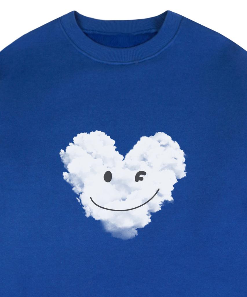GRAVER [Unisex] Big Cloud Heart Smile Sweatshirt_Cobalt Blue