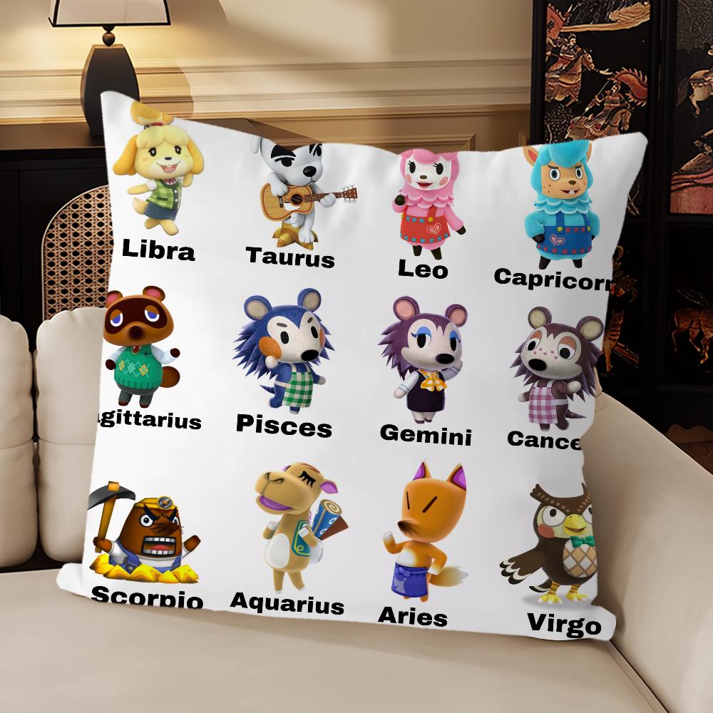 Game A-Animal Cute C-Crossing Cushion Cover Sofa Living Room Bedroom Headboard Backrest Cushion Square Cushion Nap Time Pillow C
