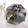 Skeleton Fairy, Fantasy Art Theme Automatic Open/Close Umbrella, Portable 3 Fold Compact Umbrella for Men & Women, Valentine's Day Mother's Day Gift