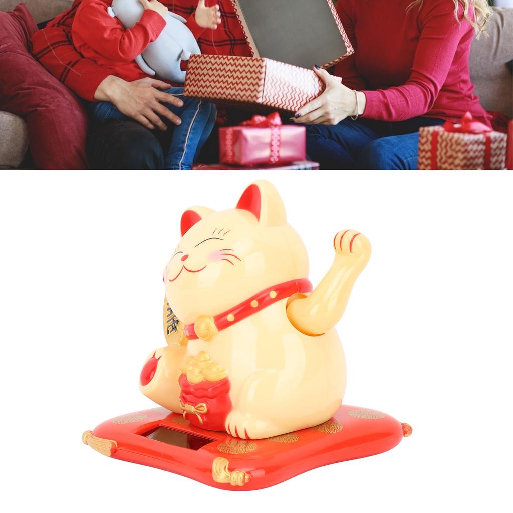 3.5in Fortune Cat Solar Powered Waving Cat Display Decoration for Desktop Home Entrance Car