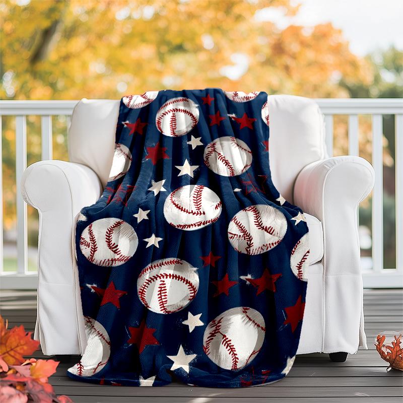 Baseball Theme Printed Blanket - Perfect for Couch, Bed, Travel & Outdoor Use | Machine Washable, Cozy & Durable.