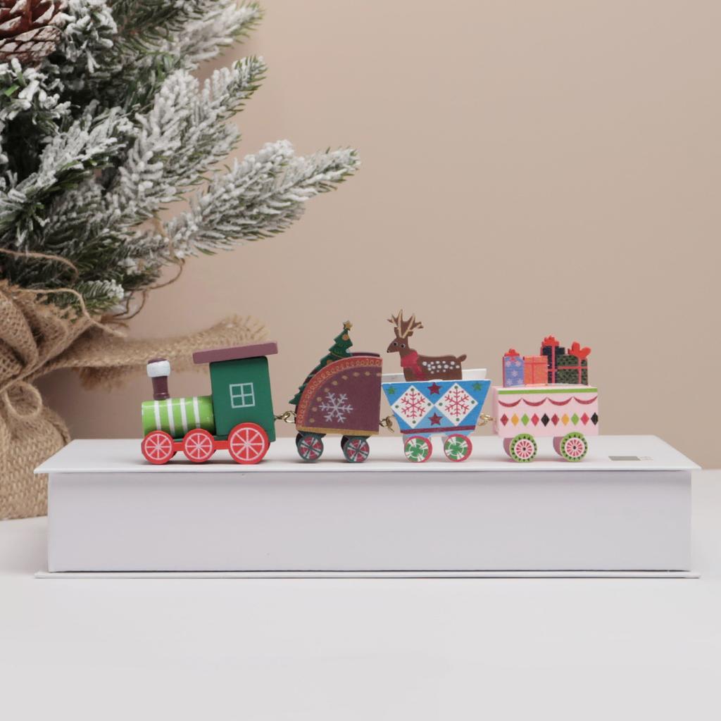Christmas Train Painted Wooden Christmas Decorations Mini Christmas Tree Train Christmas Table Decorations Party Decorations