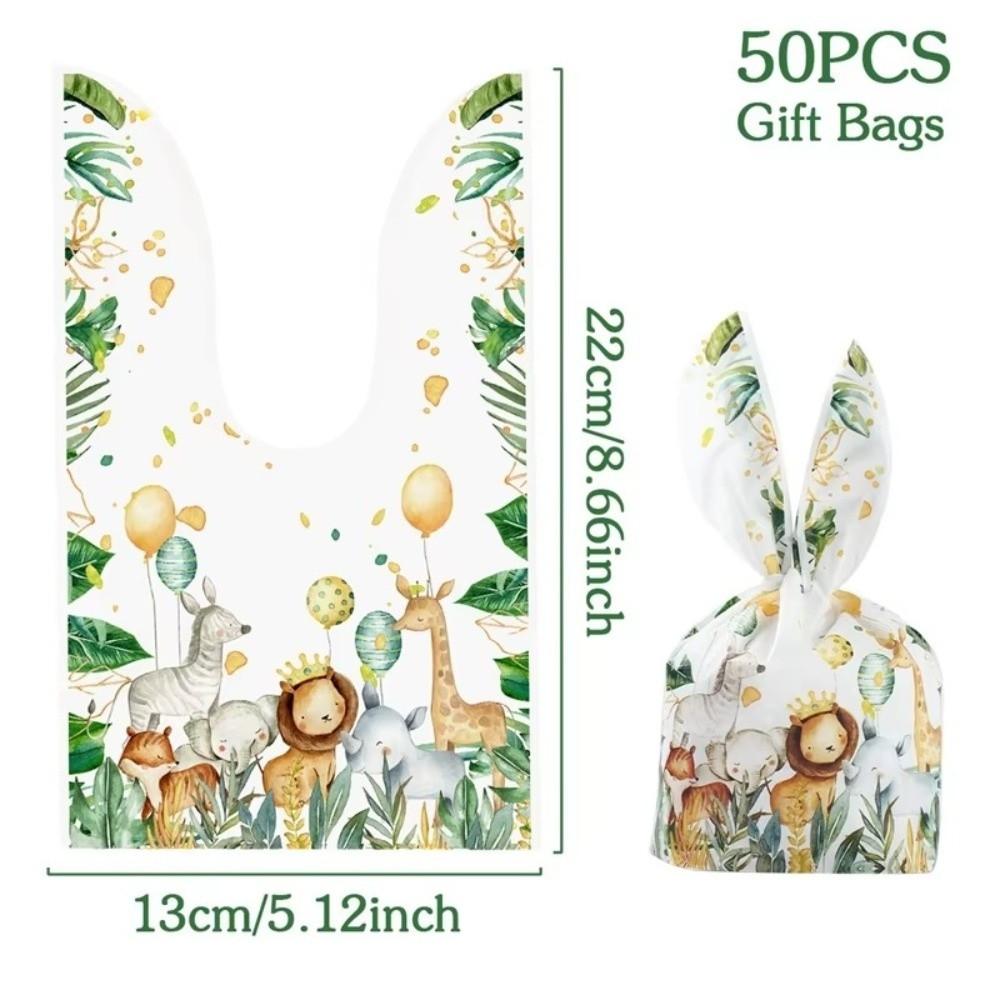 50Pcs Party Favors Cookie Candy Bags Carton Snack Packing Supplies Rabbit Ear Bags Easter Party