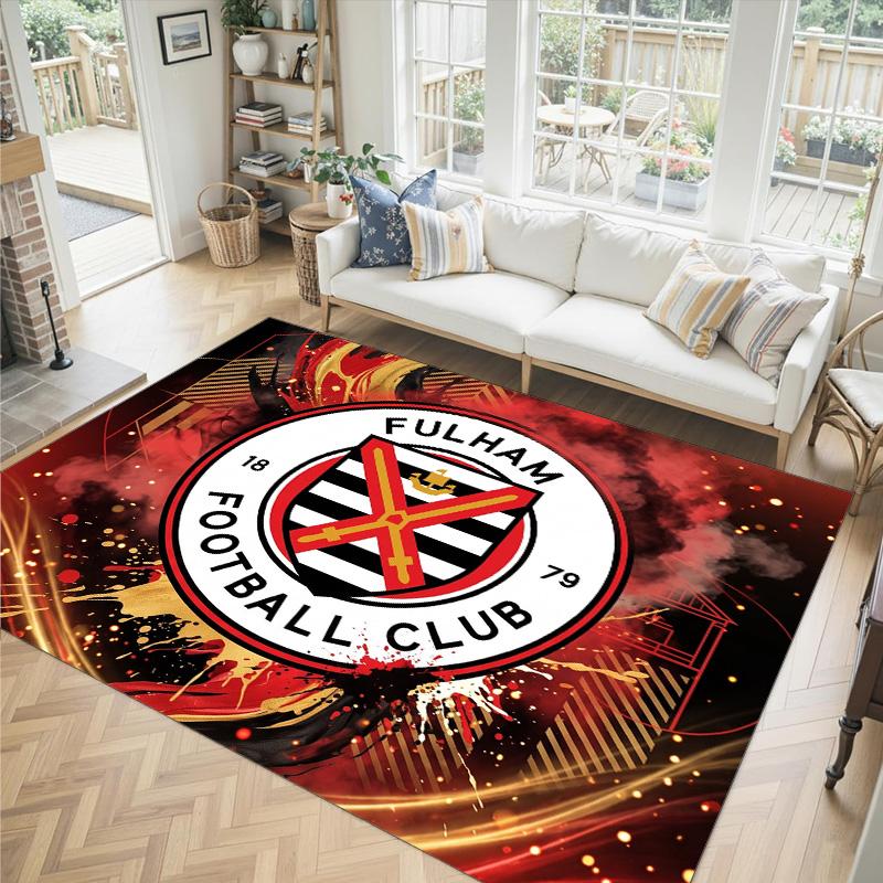 Fulham Football Design Crystal Velvet Carpet Cozy Non?Slip Printed Rug For Bedroom Living Room Entrance