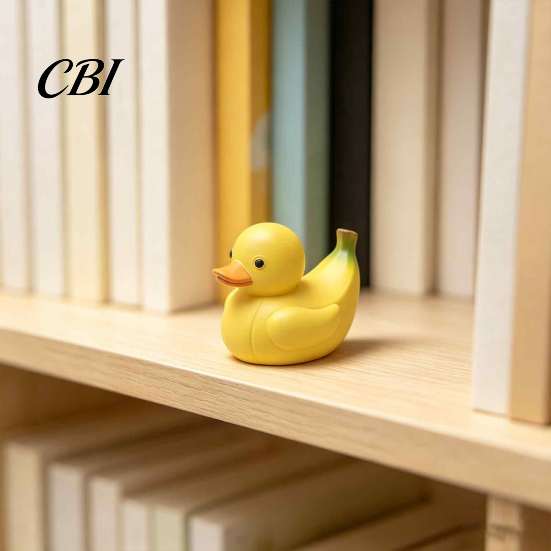 Unique Gifts for Friends Adorable Fruit Duck Figurine, Resin Apple Strawberry Peach Banana Sculpture, Mini Children Room Ornaments Desk Decor