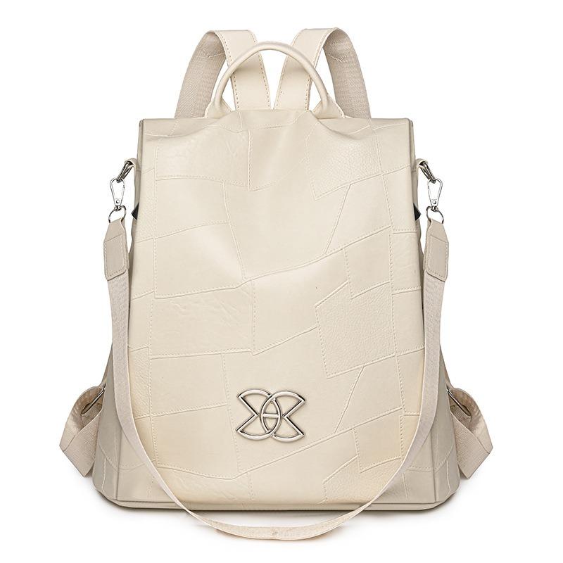 

Противоугонный рюкзак, модная сумка, трендовый ретро-рюкзак из мягкой кожи, легкий, большой емкости, дорожный школьный рюкзак бежевый