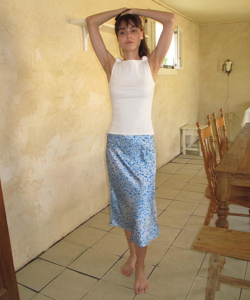 Centor Leopard Midi Skirt_Sky Blue