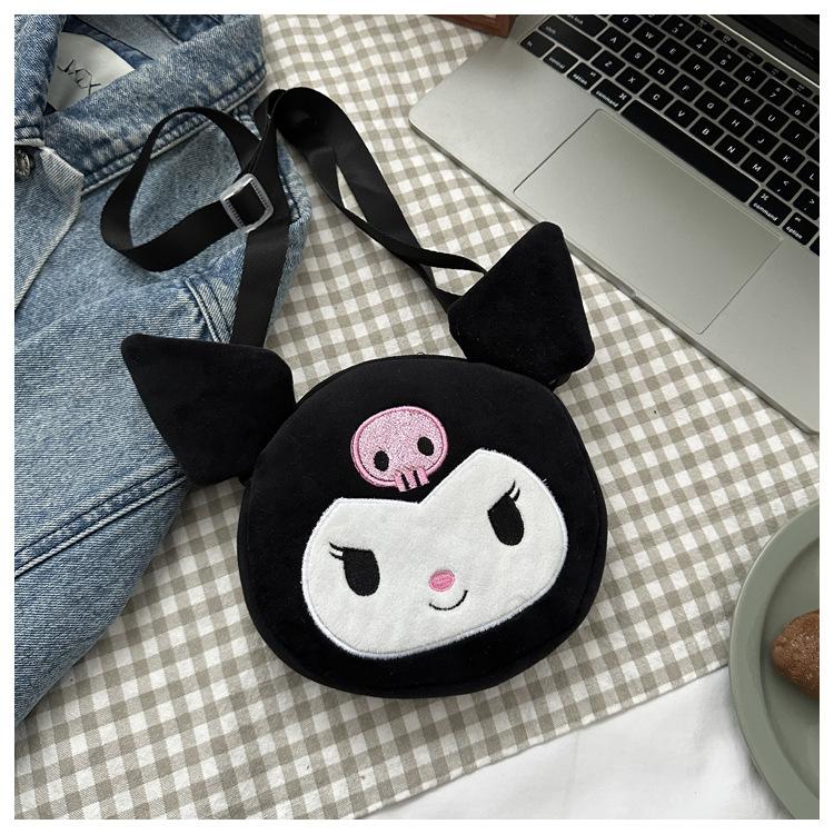 

New Kuromi Plush Crossbody Bag Cartoon Anime Shoulder Backpack Student Doll Crossbody Bag Kawaii Versatile Shoulder Handbag
