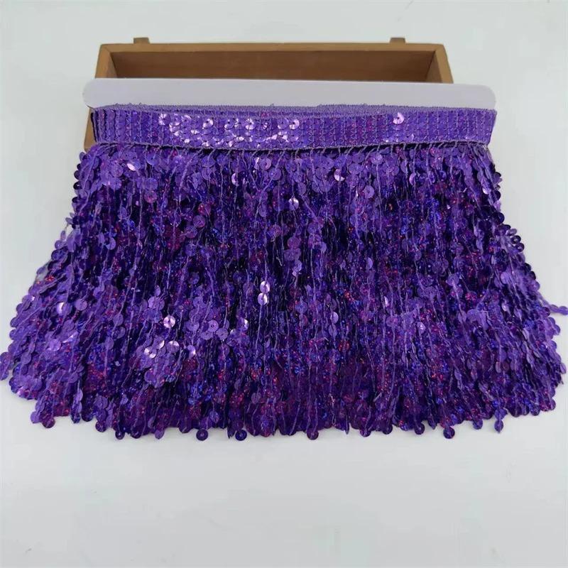 Dantelă cu Franjuri cu Paiete Laser de 15 cm, Accesorii Lanț de Talie pentru Haine de Dans Latin, Accesorii de Îmbrăcăminte DIY