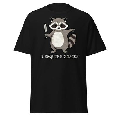 I Require Snacks Raccoon T-Shirt - Funny Trash Panda Tee