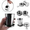 Portable Camping Mug Stainless Steel Water Drinking Cup Sturdy Outdoor Telescopic Cup  Hiking