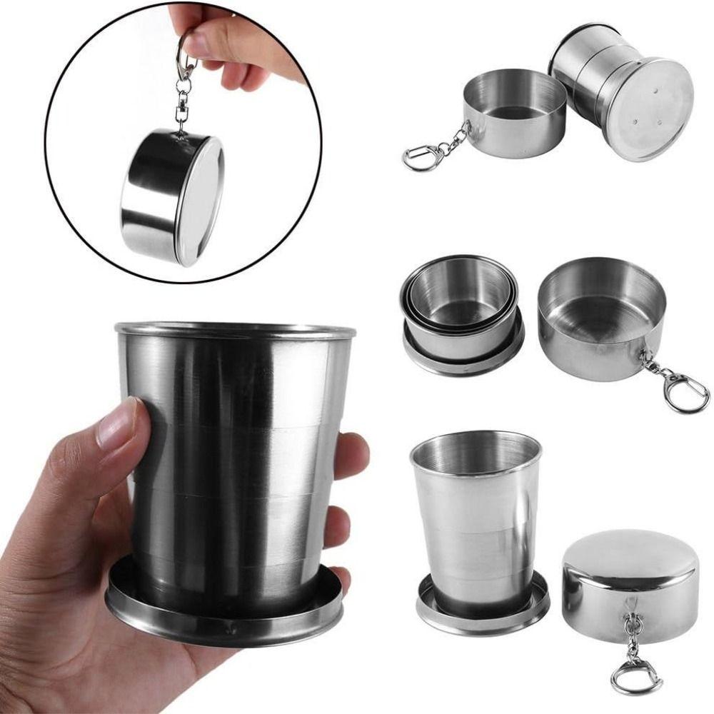 Portable Camping Mug Stainless Steel Water Drinking Cup Sturdy Outdoor Telescopic Cup Hiking