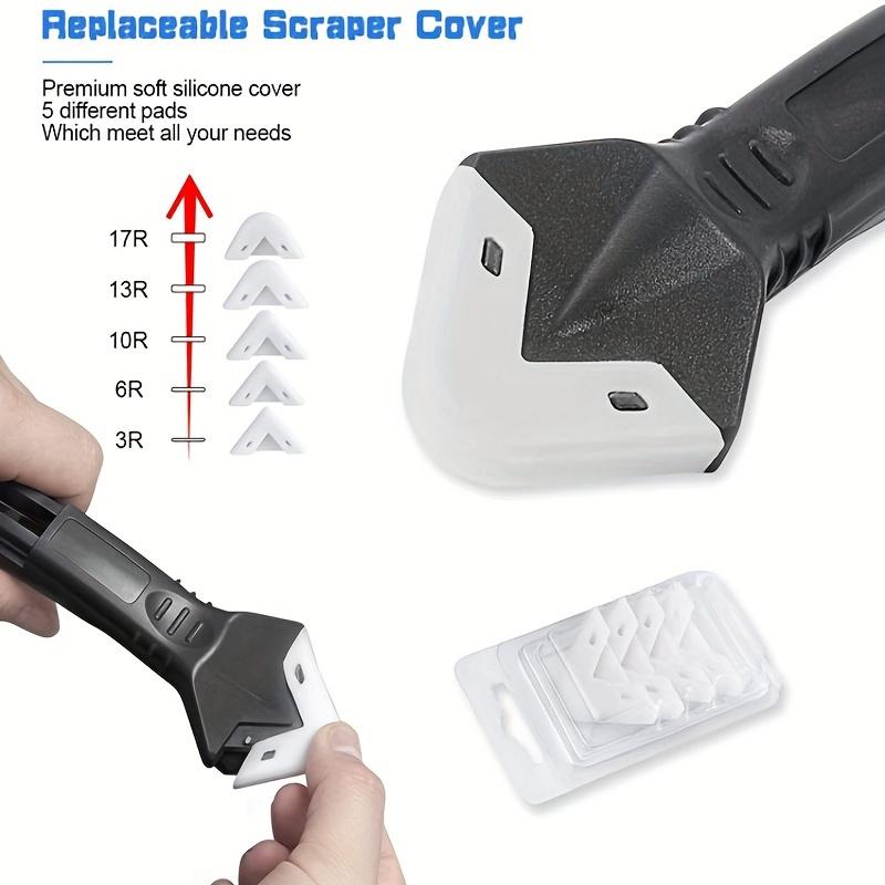 3-in-1 Silicone Caulking Tool with Stainless Steel Head Sealant Cleaner Grout Scraper for Kitchen, Bathroom, and Windows