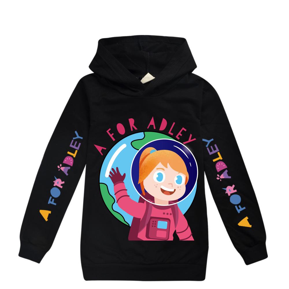 A for Adley Cartoon Casual Fashion Hooded Sweatshirt for Boys and Girls in Autumn and Winter, Warm Sports Hoodie