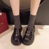 Platform Small Leather Shoes Women's 2025 Spring and Summer New Retro British Style Heightening Black College Jk Shoes Muffin Loafers