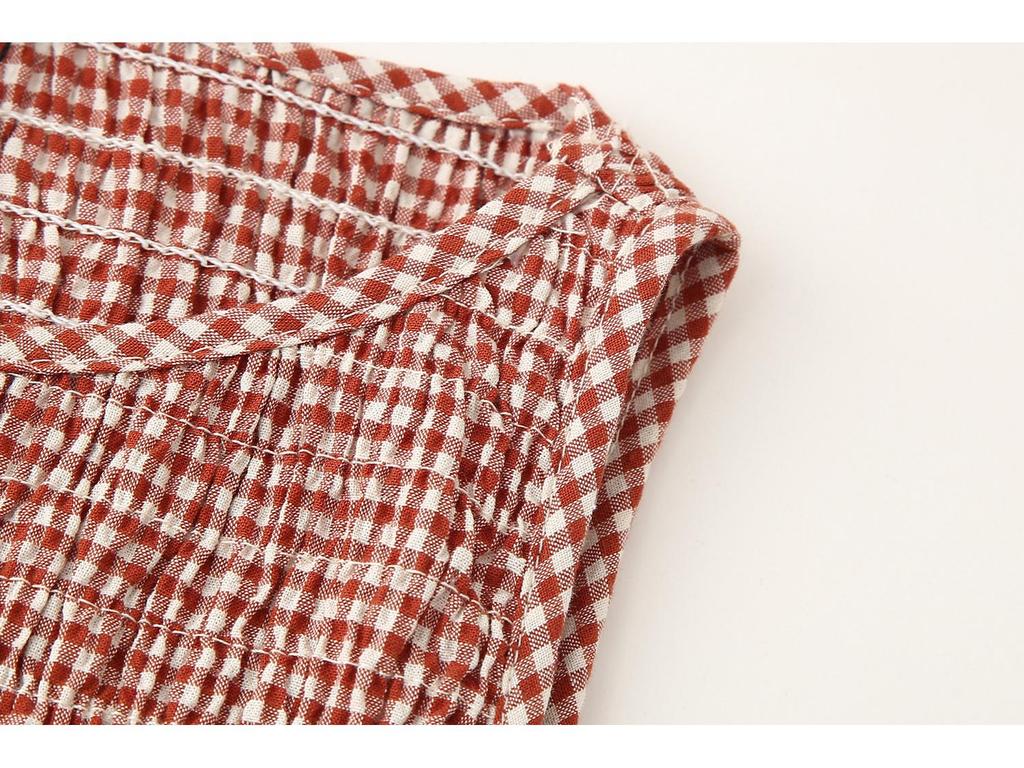 Women's Spring 2025 European & American Style Plaid Midi Dress