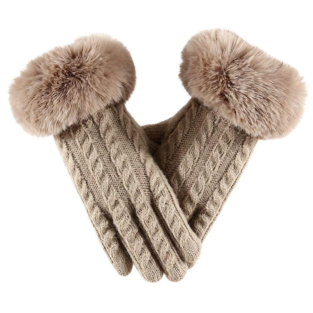 Windproof Knitted Gloves Warm Outdoor Sports Gloves Fashion Cycling Gloves  for Women