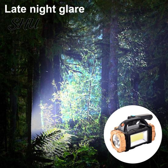 LED Torchlight Portable Lamp Solar Flashlight with Handle USB Rechargeable 7 Modes High-intensity High Lumens IPX5 Waterproof Work Light Camping Torch
