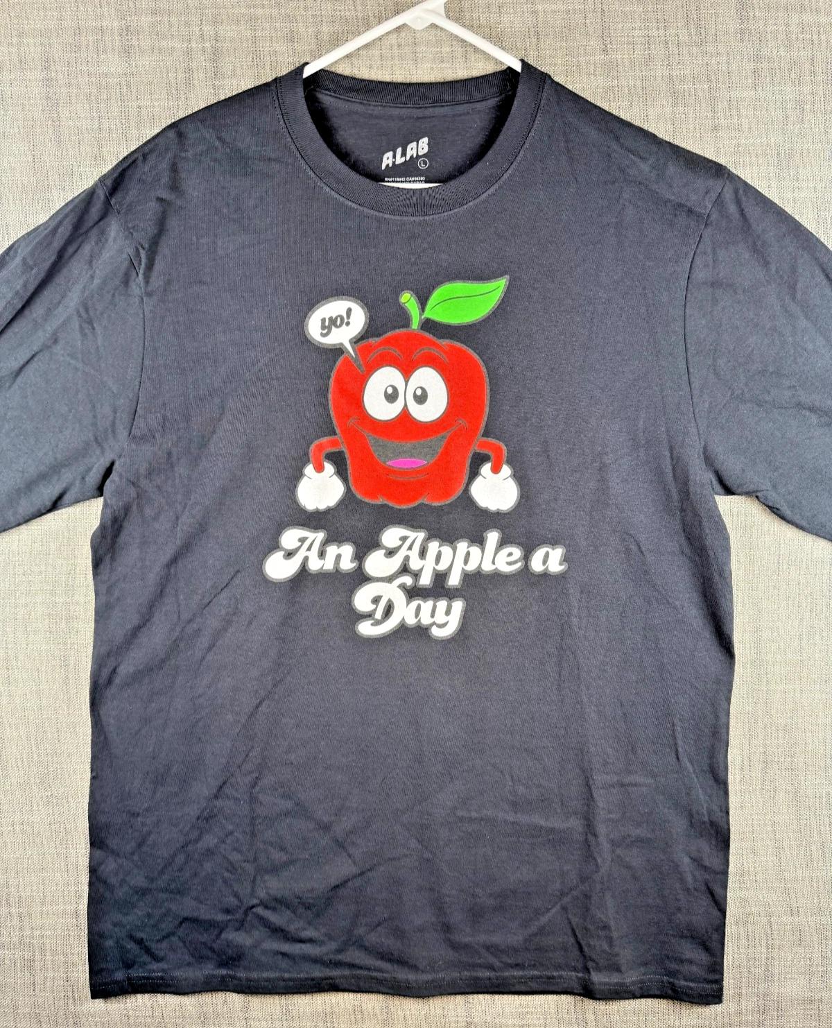 

Size L - A-Lab An Apple A Day Fruits & Veggies Long Sleeve Graphic T-Shirt Black 2XL