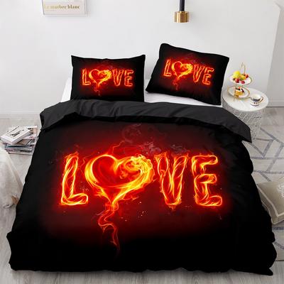 Kiss On The Lips Bedding Sets Duvet Cover Set 2/3pcs Couple Style LOve Queen Comforter Set,Valentine's Day Gift Bed Set Double